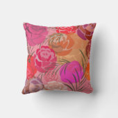 花や植物のピンクの模様 クッション (裏面)