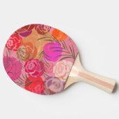 花や植物のピンクの模様 卓球ラケット (横)