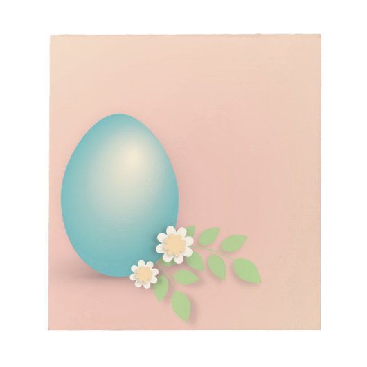 花や花の中の青いイースター葉卵 ノートパッド (正面)