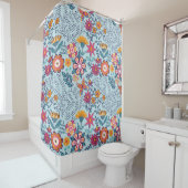 花や蝶などのシームレスなテクスチャ。終了 シャワーカーテン (インサイチュ)