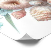 花や貝類の水彩をパステル色で表現 ポスター (角)