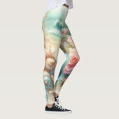 花や貝類の水彩をパステル色で表現 レギンス (右)