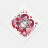 花や贈り物を入れて箱に入れた子猫 スタンダードランチョンナプキン (角)