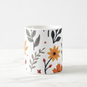 花や飾花が付いた離れ。 コーヒーマグカップ (中央)