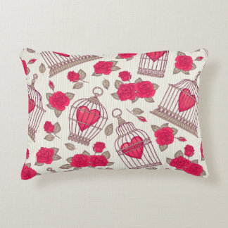 花や鳥かごなどの継ぎ目のない模様。バラ アクセントクッション