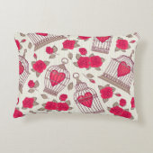 花や鳥かごなどの継ぎ目のない模様。バラ アクセントクッション (裏面)