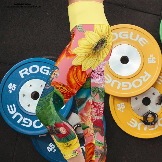 花や鳥の美しい夏のパターン カプリレギンス