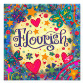 花よくはしゃぐ色感動的の蝶かわいらし フォトプリント            (正面)