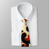 花ろうけつ染め赤い花柄 ネクタイ (タイ)