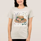 花わら帽子オートミール トライブレンドTシャツ (正面)