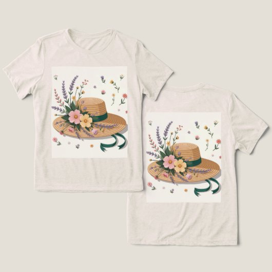 花わら帽子オートミール トライブレンドTシャツ (デザイン正面&裏面)
