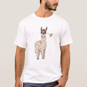 花をくわえたラマ Tシャツ (正面)