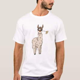 花をくわえたラマ Tシャツ