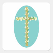 花をクロススクエアのシールに スクエアシール (正面)