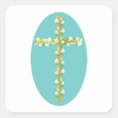 花をクロススクエアのシールに スクエアシール (正面)