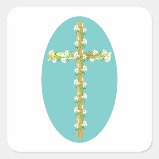 花をクロススクエアのシールに スクエアシール (正面)