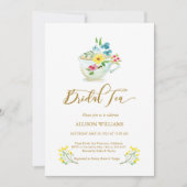花をティーカップブライダルシャワー 招待状 (正面)