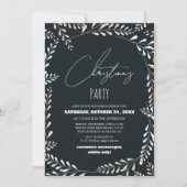 花をテーマにした優雅なスクリプトのクリスマス パーティー 招待状 (正面)