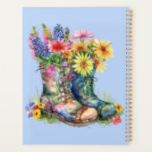 花をブーツに入れ、名前と年でパーソナライズ プランナー手帳 (裏面)