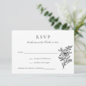 花をモチーフとしたエレガントでヴィンテージな結婚式の出欠確認カード 招待状 (スタンド正面)