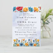 花をモチーフにしたウェディング招待状、素朴なガーデン、エレガント 招待状 (スタンド正面)