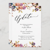 花をモチーフにしたエレガントな延期結婚式の案内カード 招待状 (正面/裏面)