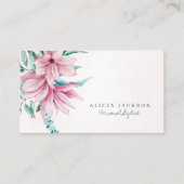花をモチーフにしたエレガントな水彩風の現代的なパーソナルスタイリスト 名刺 (正面)