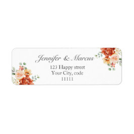 花をモチーフにしたエレガントな結婚式のお知らせ返信先住所 ラベル