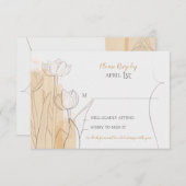 花をモチーフにしたミニマルな水彩画の出欠確認カード 出欠カード (正面/裏面)