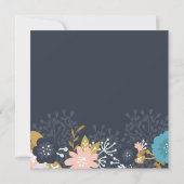 花をモチーフにしたモダンな結婚前お披露目招待状 招待状 (裏面)