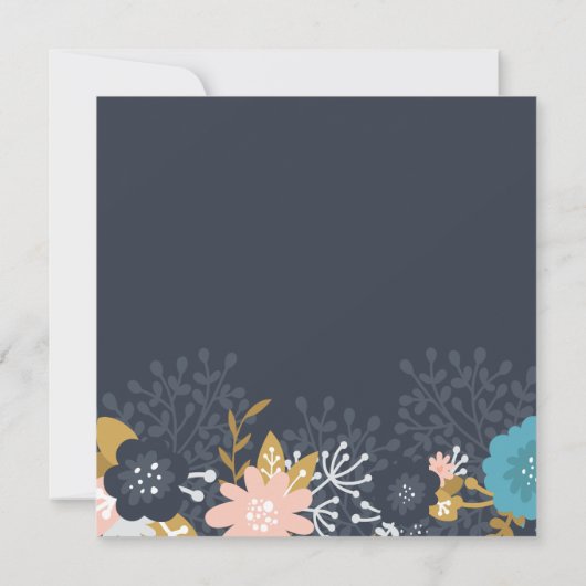 花をモチーフにしたモダンな結婚前お披露目招待状 招待状 (裏面)