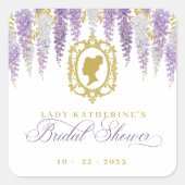 花をモチーフにしたヴィンテージの花嫁のシャワー スクエアシール (正面)