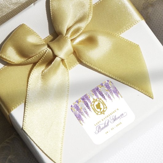 花をモチーフにしたヴィンテージの花嫁のシャワー スクエアシール