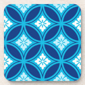 花をモチーフにした七宝深い藍色 コースター (正面)