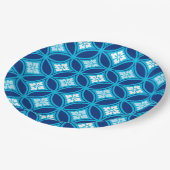 花をモチーフにした七宝深い藍色 ペーパープレート (アングル)