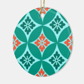 花をモチーフにした七宝、ターコイズ、珊瑚 セラミックオーナメント (左)