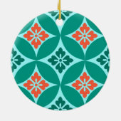 花をモチーフにした七宝、ターコイズ、珊瑚 セラミックオーナメント (裏面)