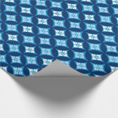 花をモチーフにした七宝、藍色、白 ラッピングペーパー (角)