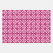 花をモチーフにした七宝、黒、ワイン、ターコイズ ラッピングペーパーシート (正面2)