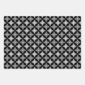 花をモチーフにした七宝、黒、ワイン、ターコイズ ラッピングペーパーシート (正面)