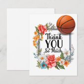 花を付けたバスケットボール サンキューカード (正面/裏面)