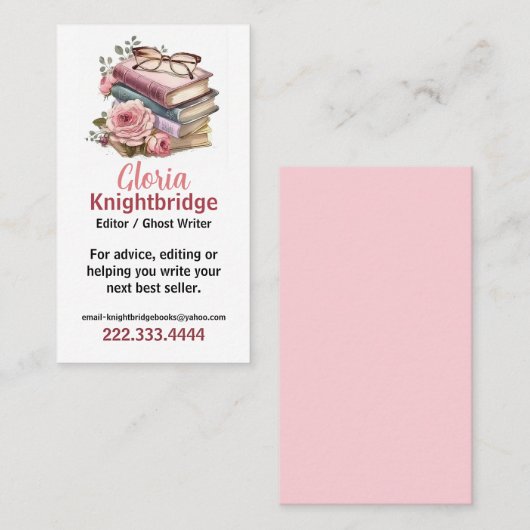 花を付けて積み重ねた本 名刺 (正面/裏面)