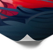 花を伴う熱帯ピンクのフラミンゴ ポスター (角)