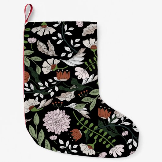 花を使った手絵を描の継ぎ目のない色柄 スモールクリスマスストッキング (正面)