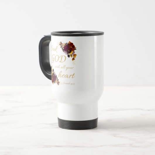 花を信仰する女性：すべての神を求めるハート トラベルマグ (正面左)