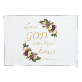 花を信仰する女性：神を愛して全てのハート 枕カバー (正面)