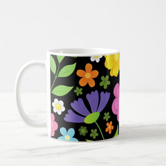 花を前向き育てカラフルる コーヒーマグカップ (左)