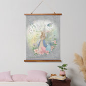 花を咲かせたイースターバニー 吊り下げ型タペストリー (寝室)