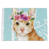 花を咲かせる動物ハッピーブルーの森ネコ子猫 ラージペーパーバッグ (正面)