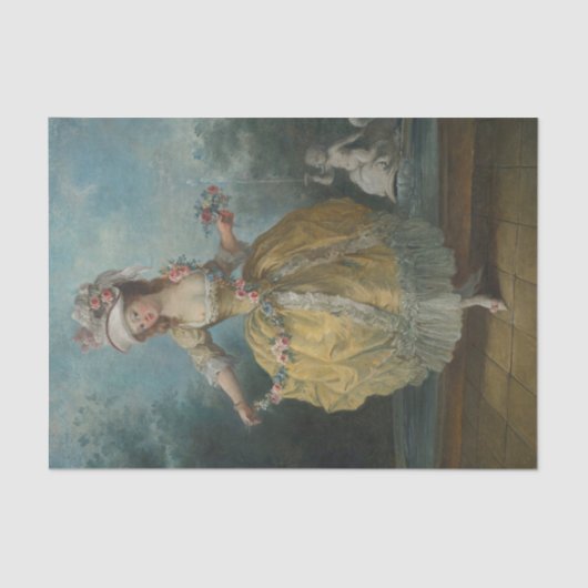 花を咲かせる庭の若い女性|過去記事 薄葉紙 (正面)